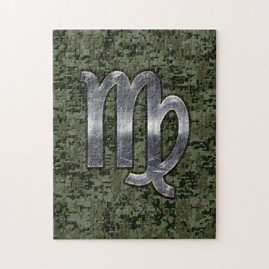 Virgo Zodiac Sign auf Olive Green Digital Camoufla Puzzle (Vertikal)