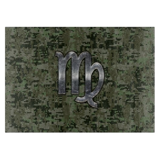 Virgo Zodiac Sign auf Olive Green Digital Camoufla Schneidebrett (Vorderseite)