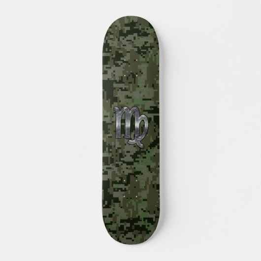 Virgo Zodiac Sign auf Olive Green Digital Camoufla Skateboard (Vorne)