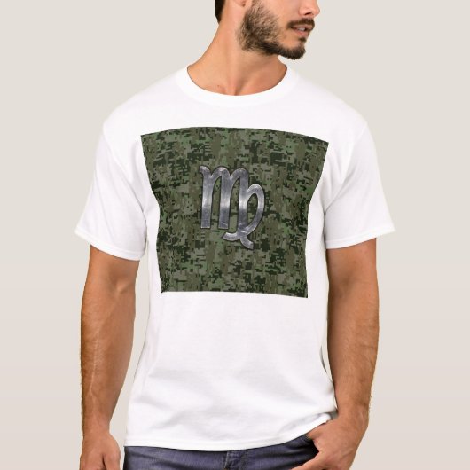 Virgo Zodiac Sign auf Olive Green Digital Camoufla T-Shirt (Vorderseite)