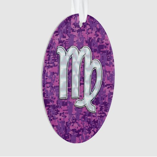Virgo Zodiac Sign auf Pink Fuchsia Digitale Camouf Ornament (Vorderseite)
