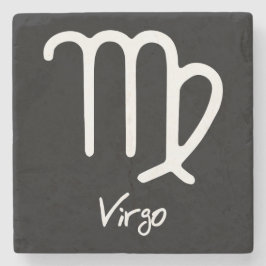 Virgo Zodiac Sign auf schwarzem Hintergrund Steinuntersetzer