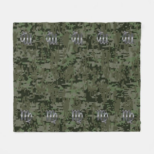 Virgo Zodiac Sign auf Woodland Digital Camouflage Fleecedecke (Vorderseite (Horizontal))