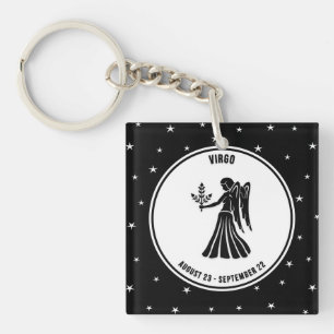Virgo Zodiac Sign, Black & White Schlüsselanhäng Schlüsselanhänger