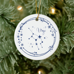 Virgo Zodiac Sign Blue Individuelle Name Keramik Ornament