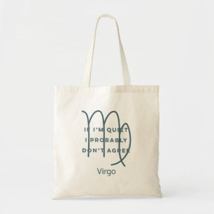 Virgo Zodiac Sign Fun Quote Blue & White Tragetasche