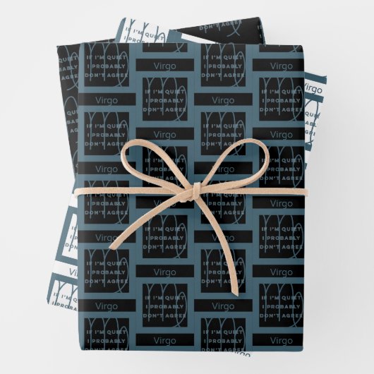Virgo Zodiac Sign Fusion Zitat Blue & White Geburt Geschenkpapier Set (Beispiel)