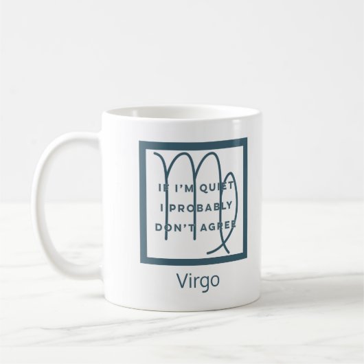 Virgo Zodiac Sign Fusion Zitat Blue & White Geburt Kaffeetasse (Links)