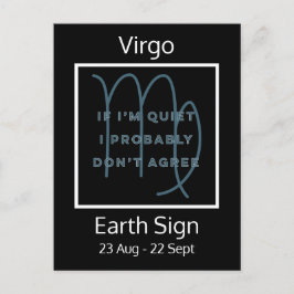 Virgo Zodiac Sign Fusion Zitat in Blue and White P Postkarte