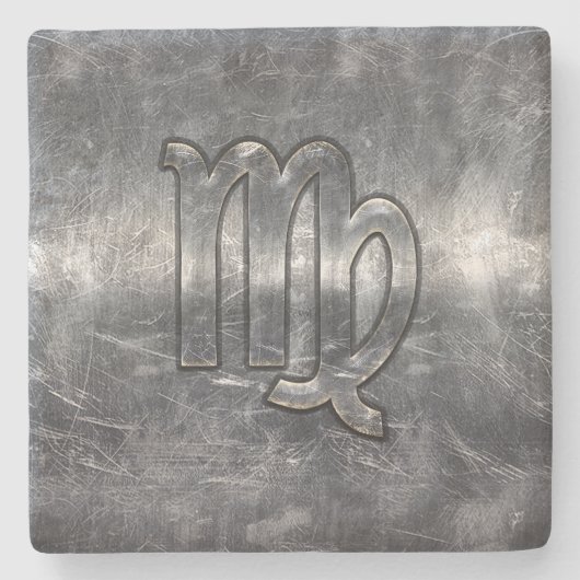 Virgo Zodiac Sign Grunge gestörter Stil Steinuntersetzer (Vorderseite)