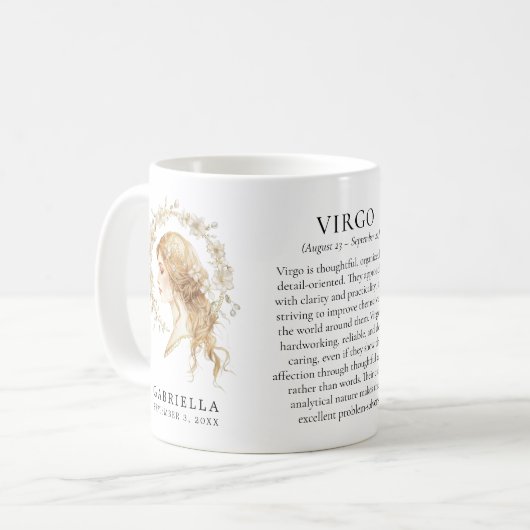 Virgo Zodiac Sign Horoscope Personalized Gift Kaffeetasse (Vorderseite Links)