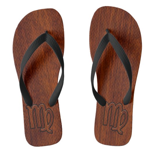 Virgo Zodiac Sign in Brown Mahogany Style Badesandalen (Fußbett)