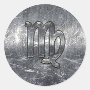 Virgo Zodiac Sign in Grunge gestörte Stildekorati Runder Aufkleber