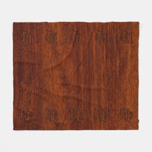 Virgo Zodiac Sign in Rich Mahogany Wood Style Fleecedecke