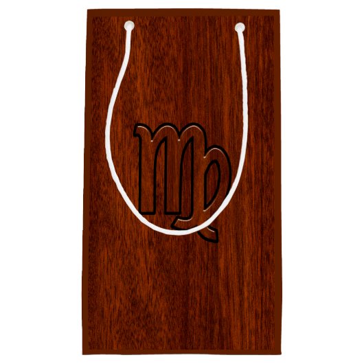 Virgo Zodiac Sign in Rich Mahogany Wood Style Kleine Geschenktüte (Vorderseite)