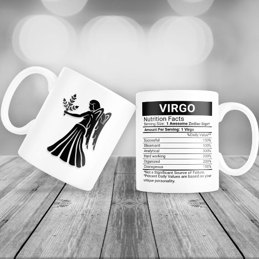 Virgo Zodiac Sign mit Nutrition Facts, Jumbo-Tasse