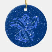 Virgo Zodiac Sign mit Sternen auf Deep Blue Keramik Ornament (Vorne)