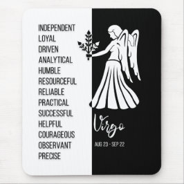 Virgo Zodiac Sign Mousepad, Black & White Mousepad