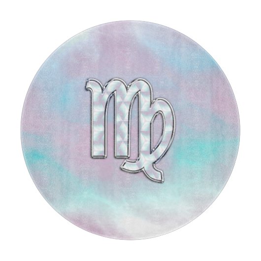 Virgo Zodiac Sign on Pastels Mutter von Pearl Styl Schneidebrett (Vorderseite)