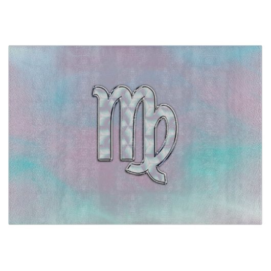 Virgo Zodiac Sign on Pastels Mutter von Pearl Styl Schneidebrett (Vorderseite)