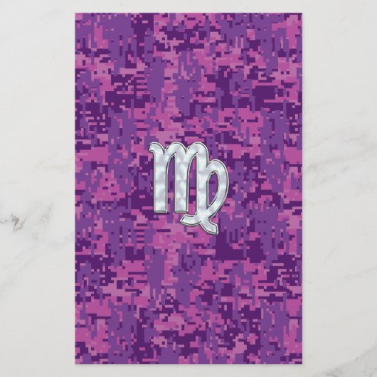 Virgo Zodiac Sign on Pink Digital Tarnung Briefpapier (Vorderseite)