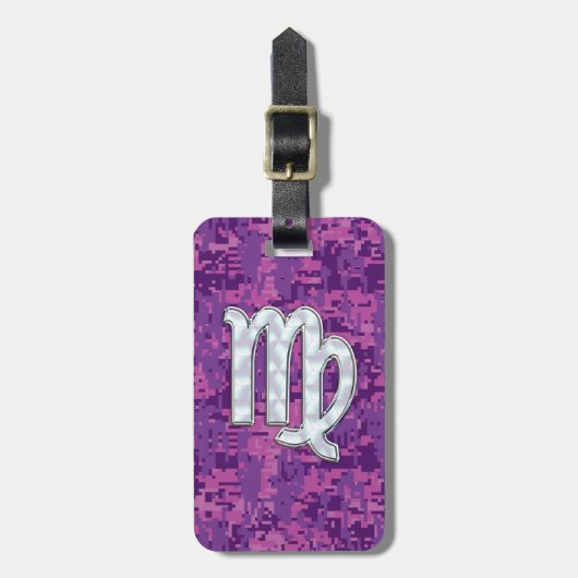 Virgo Zodiac Sign on Pink Digital Tarnung Gepäckanhänger (Vorderseite vertikal)
