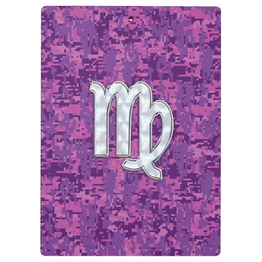 Virgo Zodiac Sign on Pink Digital Tarnung Klemmbrett (Rückseite)