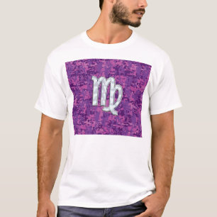 Virgo Zodiac Sign on Pink Digital Tarnung T-Shirt