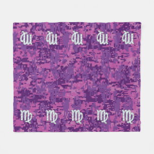 Virgo Zodiac Sign Pink Fuchsia Digital Camouflage Fleecedecke