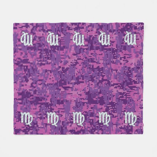 Virgo Zodiac Sign Pink Fuchsia Digital Camouflage Fleecedecke (Vorderseite (Horizontal))