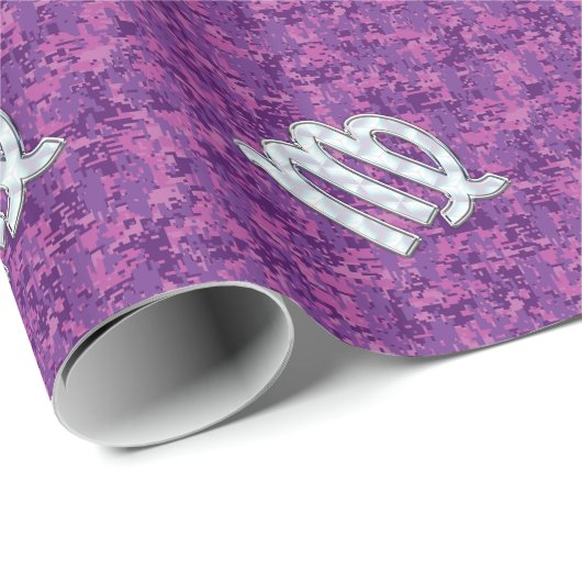 Virgo Zodiac Sign Pink Fuchsia Digital Camouflage Geschenkpapier (Rolleneckpunkt)