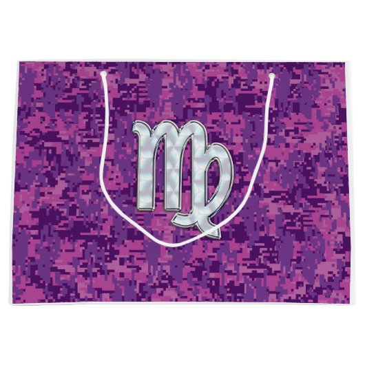 Virgo Zodiac Sign Pink Fuchsia Digital Camouflage Große Geschenktüte (Vorderseite)