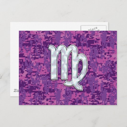 Virgo Zodiac Sign Pink Fuchsia Digital Camouflage Postkarte (Vorne/Hinten)