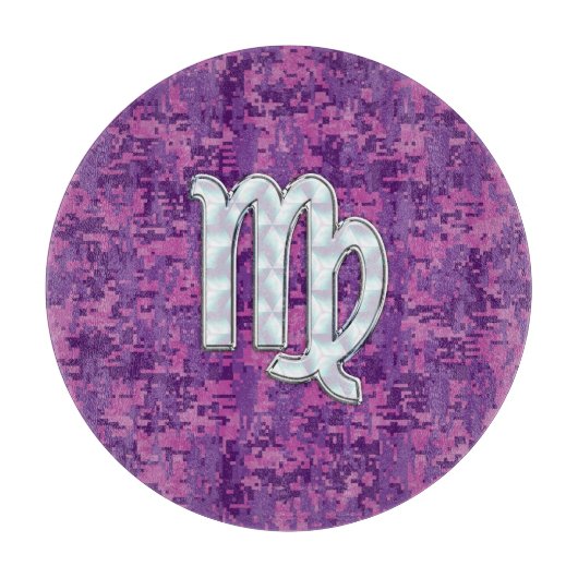 Virgo Zodiac Sign Pink Fuchsia Digital Camouflage Schneidebrett (Vorderseite)