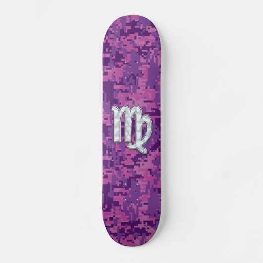 Virgo Zodiac Sign Pink Fuchsia Digital Camouflage Skateboard (Vorderseite)