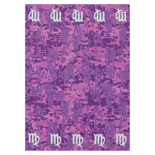 Virgo Zodiac Sign Pink Fuchsia Digital Camouflage Tischdecke (Vorderseite)