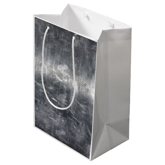 Virgo Zodiac Sign Silver gestörter Stil Mittlere Geschenktüte (Rückseite Schrägansicht)