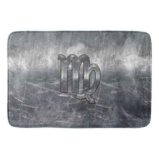 Virgo Zodiac Signage Silver Distressed Style Badematte (Vorderseite)
