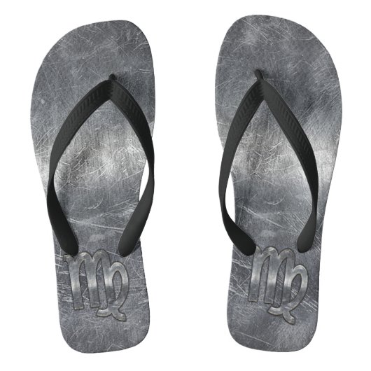 Virgo Zodiac Signage Silver Distressed Style Badesandalen (Fußbett)