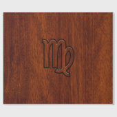 Virgo Zodiac Signature im Mahagoni-Holzstil Geschenkpapier (Flach)