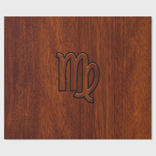 Virgo Zodiac Signature im Mahagoni-Holzstil Geschenkpapier (Flach)