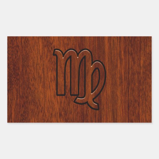 Virgo Zodiac Signature im Mahagoni-Holzstil Rechteckiger Aufkleber (Vorderseite)