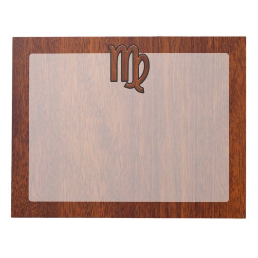 Virgo Zodiac Signierung im Mahagoniholzstil Notizblock (Vorderseite)