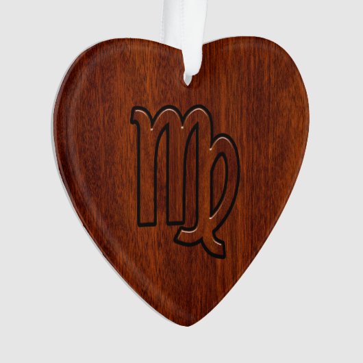 Virgo Zodiac Signierung im Mahagoniholzstil Ornament (Vorderseite)