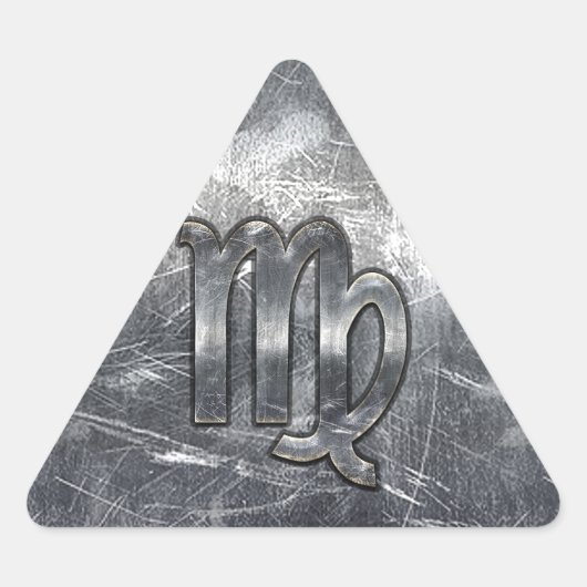 Virgo Zodiac Signierung in Grunge Bedresste Style  Dreieckiger Aufkleber (Vorderseite)