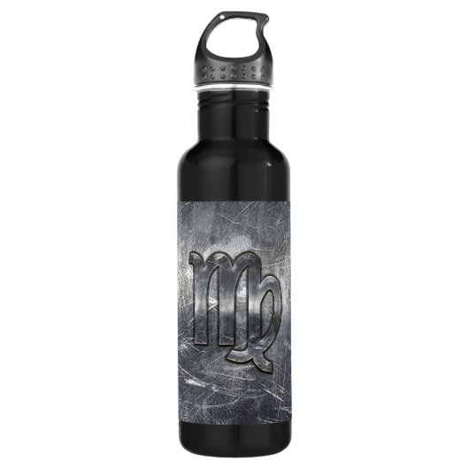 Virgo Zodiac Signierung in Grunge Bedresste Style  Edelstahlflasche (Vorderseite)