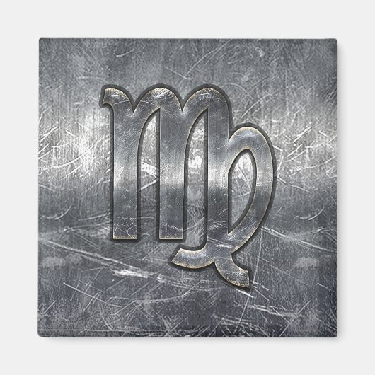 Virgo Zodiac Signierung in Grunge Bedresste Style Magnet (Vorne)