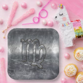 Virgo Zodiac Signierung in Grunge Bedresste Style  Pappteller (Party)