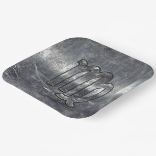 Virgo Zodiac Signierung in Grunge Bedresste Style Pappteller