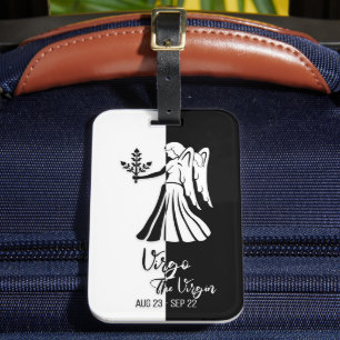 Virgo Zodiac Signing Black & White Luggage Tag Gepäckanhänger